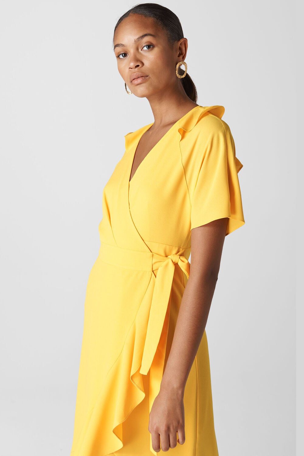 Abigail Frill Wrap Dress Yellow