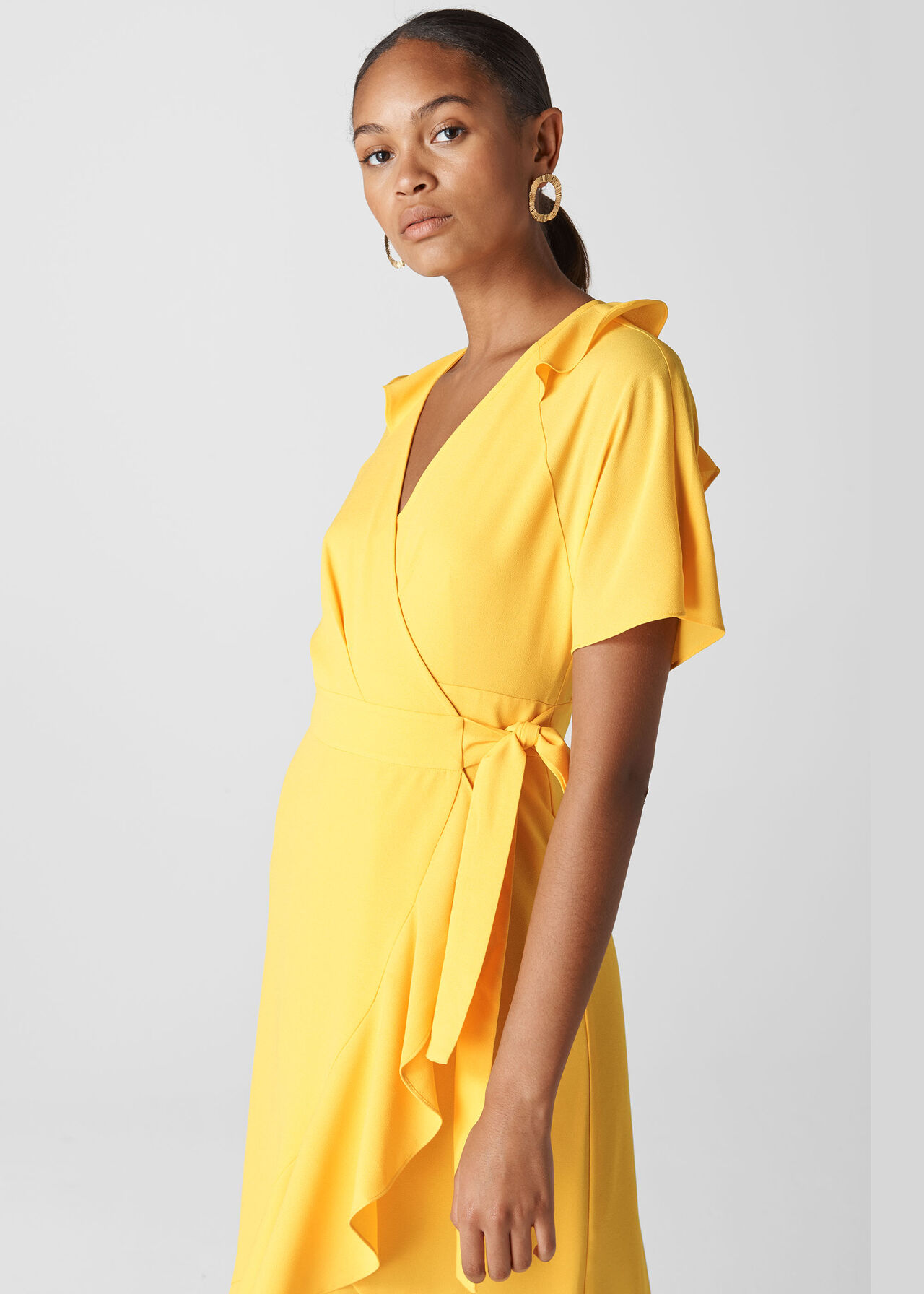 Abigail Frill Wrap Dress Yellow