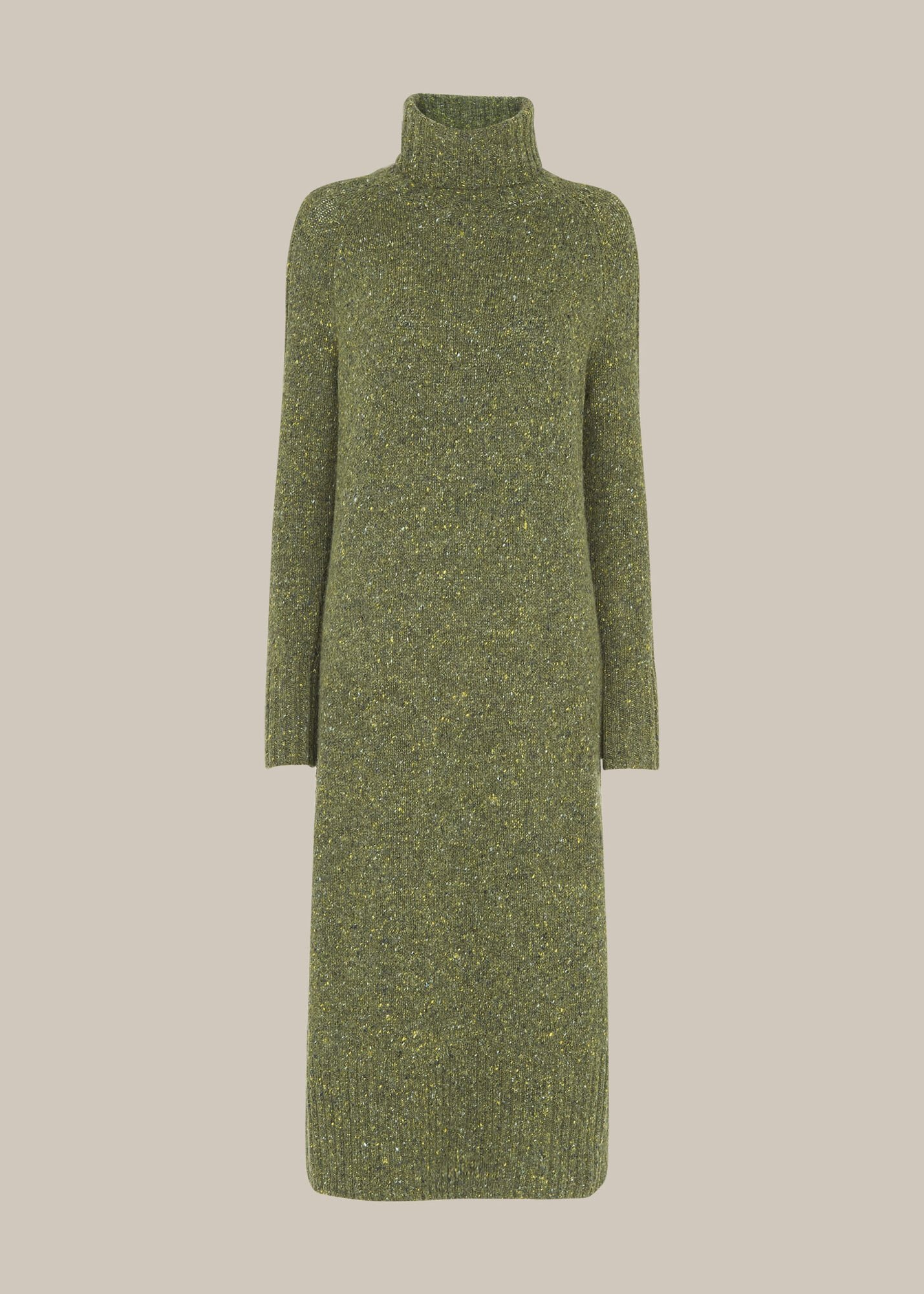 Green/Multi Flecked Wool Knit Midi Dress | WHISTLES
