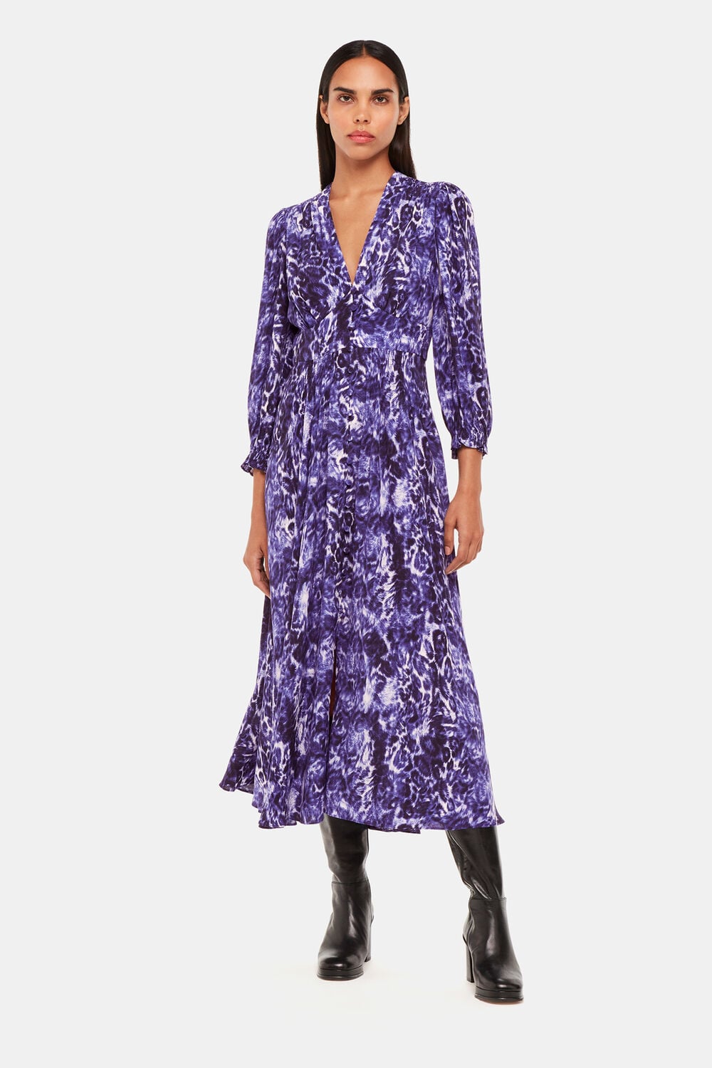 Glossy Leopard Midi Dress