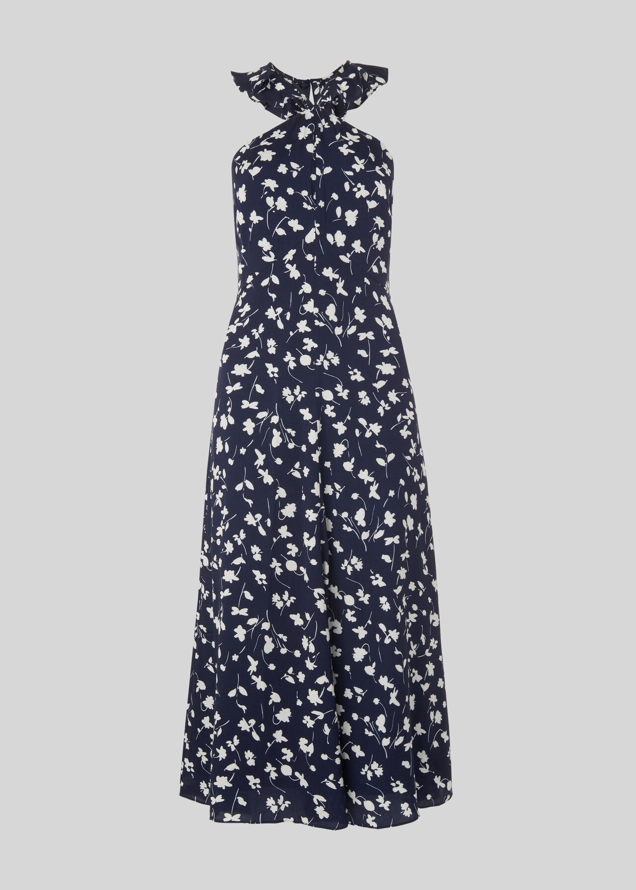 Celia Print Frill Detail Dress Navy/Multi