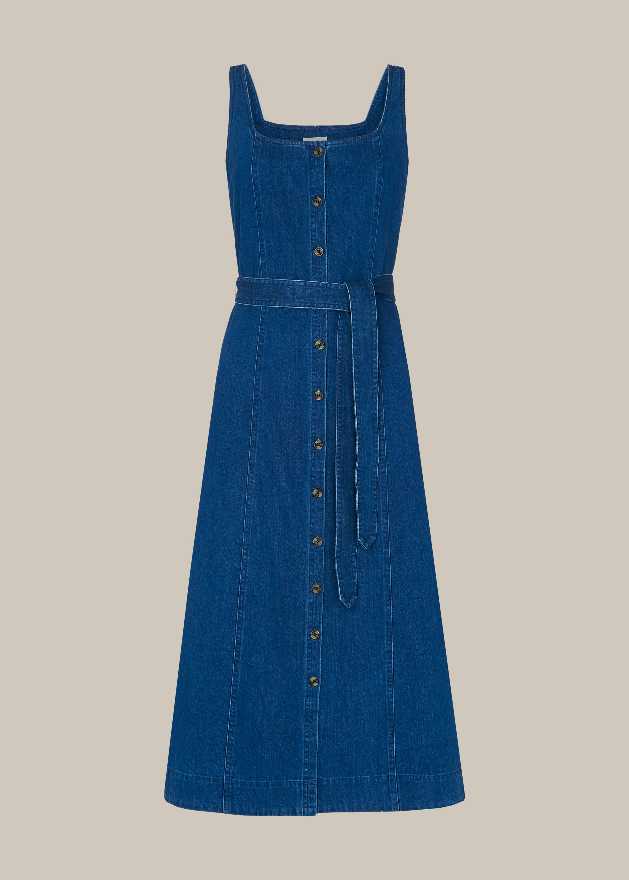 denim square neck dress