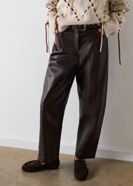Belted Leather Barrel Trouser