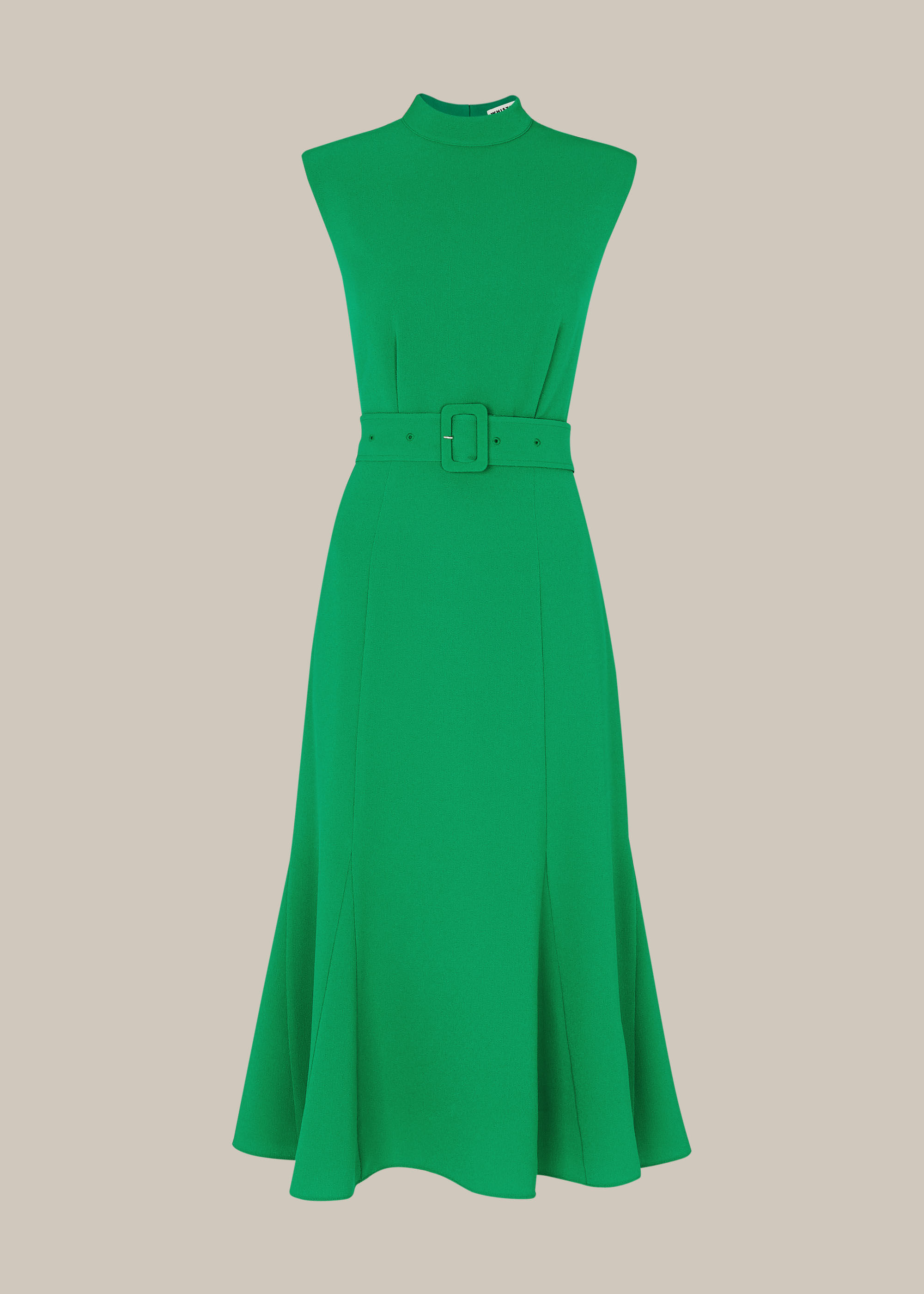 Green belted dress online
