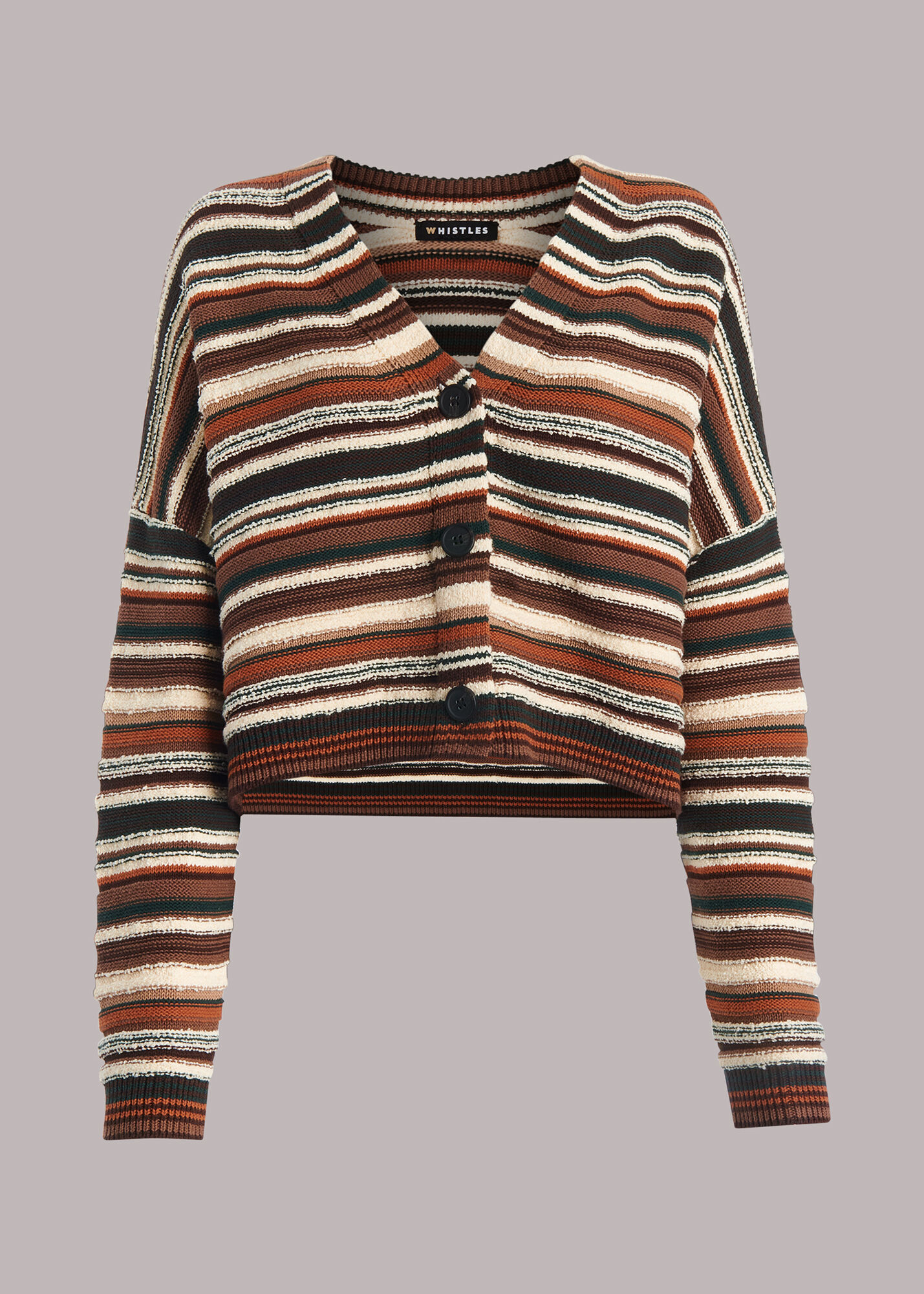 Multicolour Winnie Stripe Knitted Cardigan WHISTLES Whistles