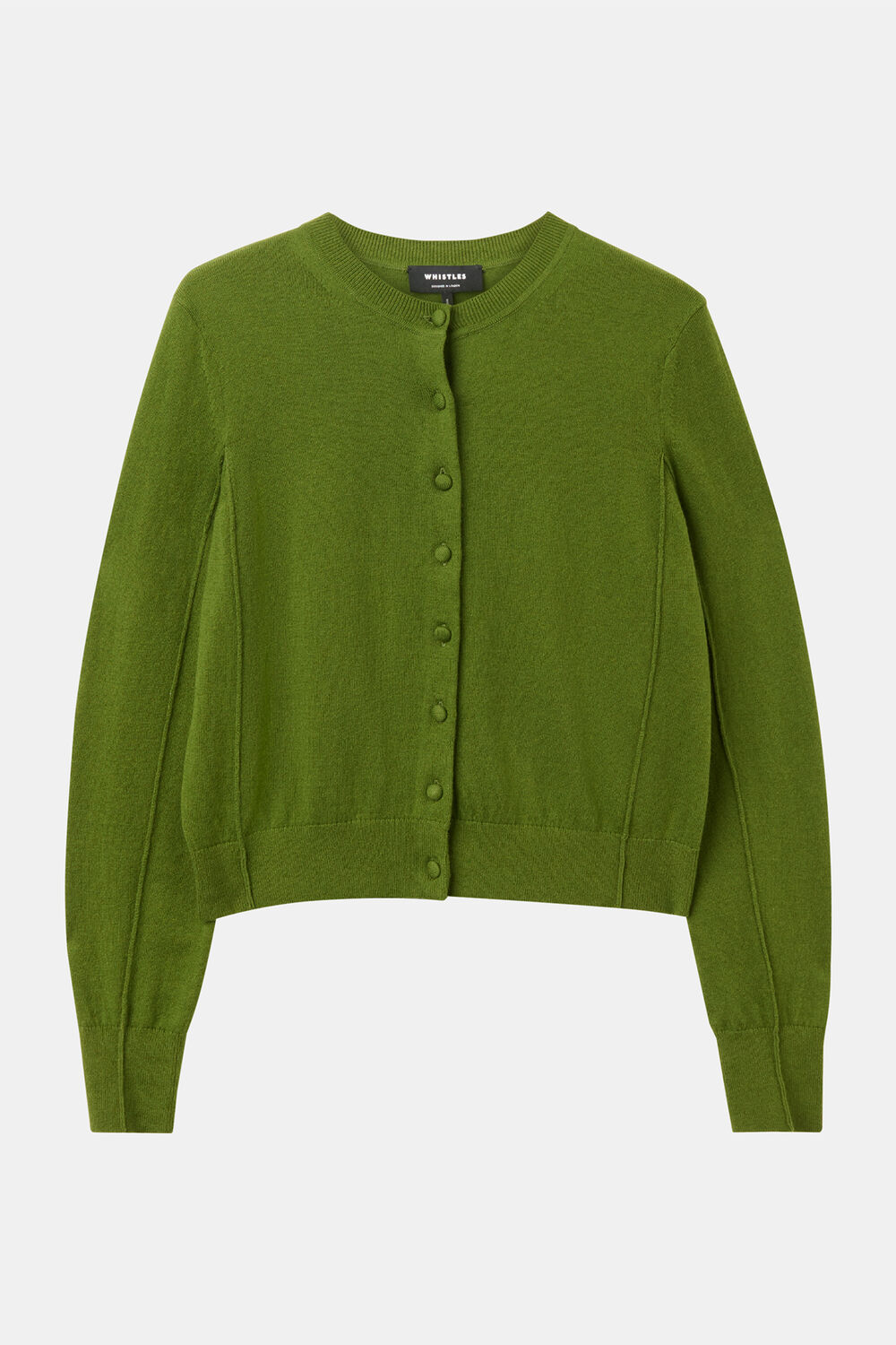 Fine Gauge Crew Neck Cardigan
