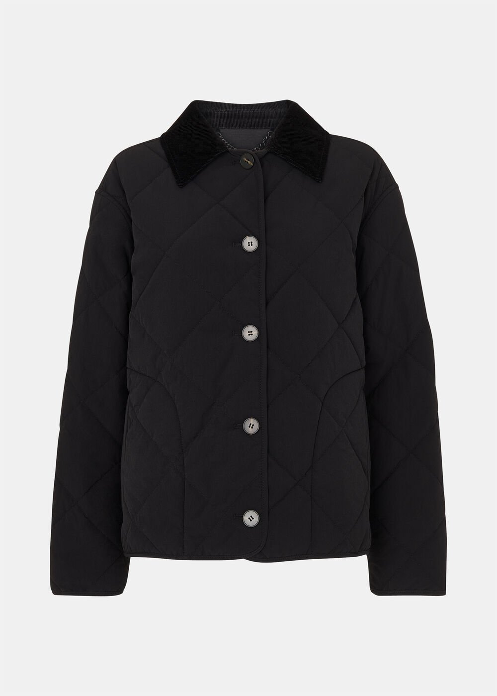 Short Quilted Cord Collar Coat