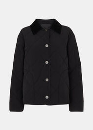 Short Quilted Cord Collar Coat