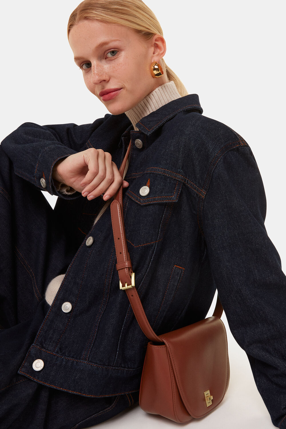 Brown Carlota Turnlock Satchel