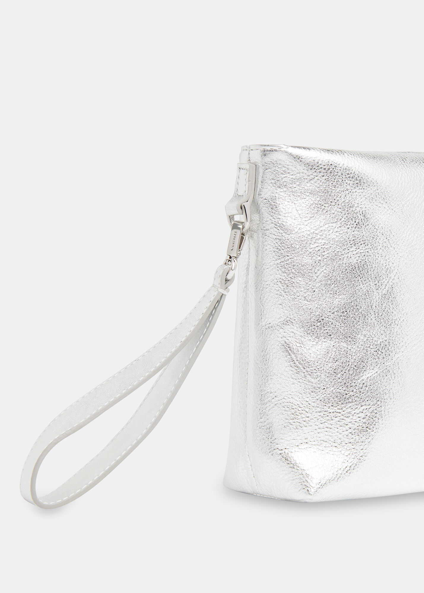Silver Avah Zip Top Clutch WHISTLES
