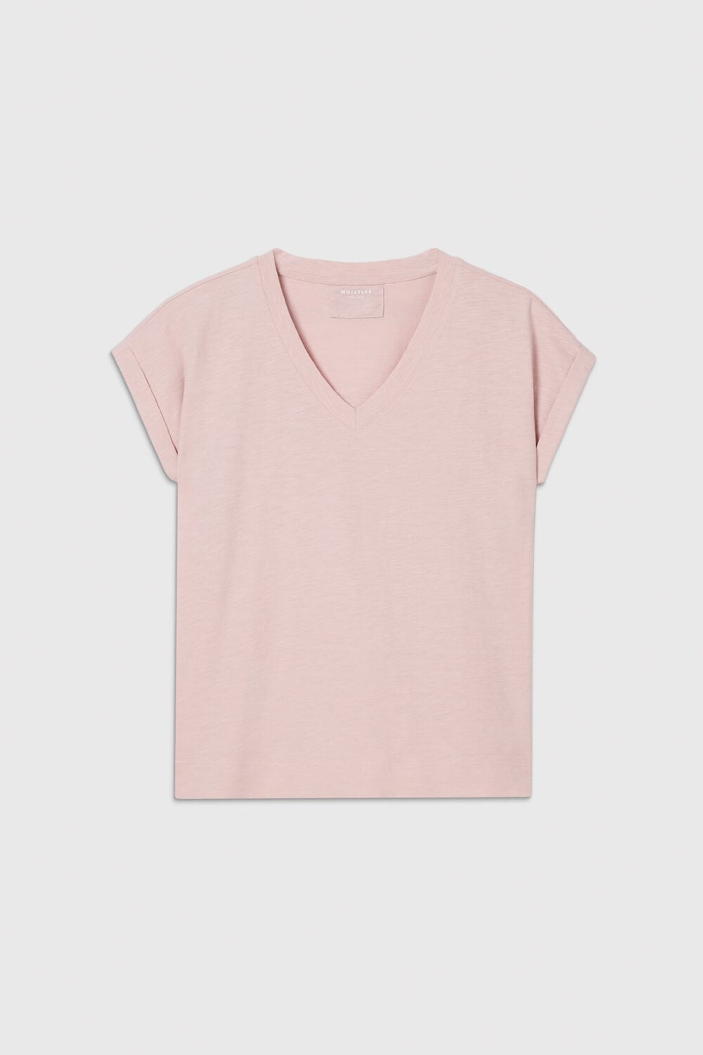 Pale Pink Willa V-Neck Cap Sleeve Tee