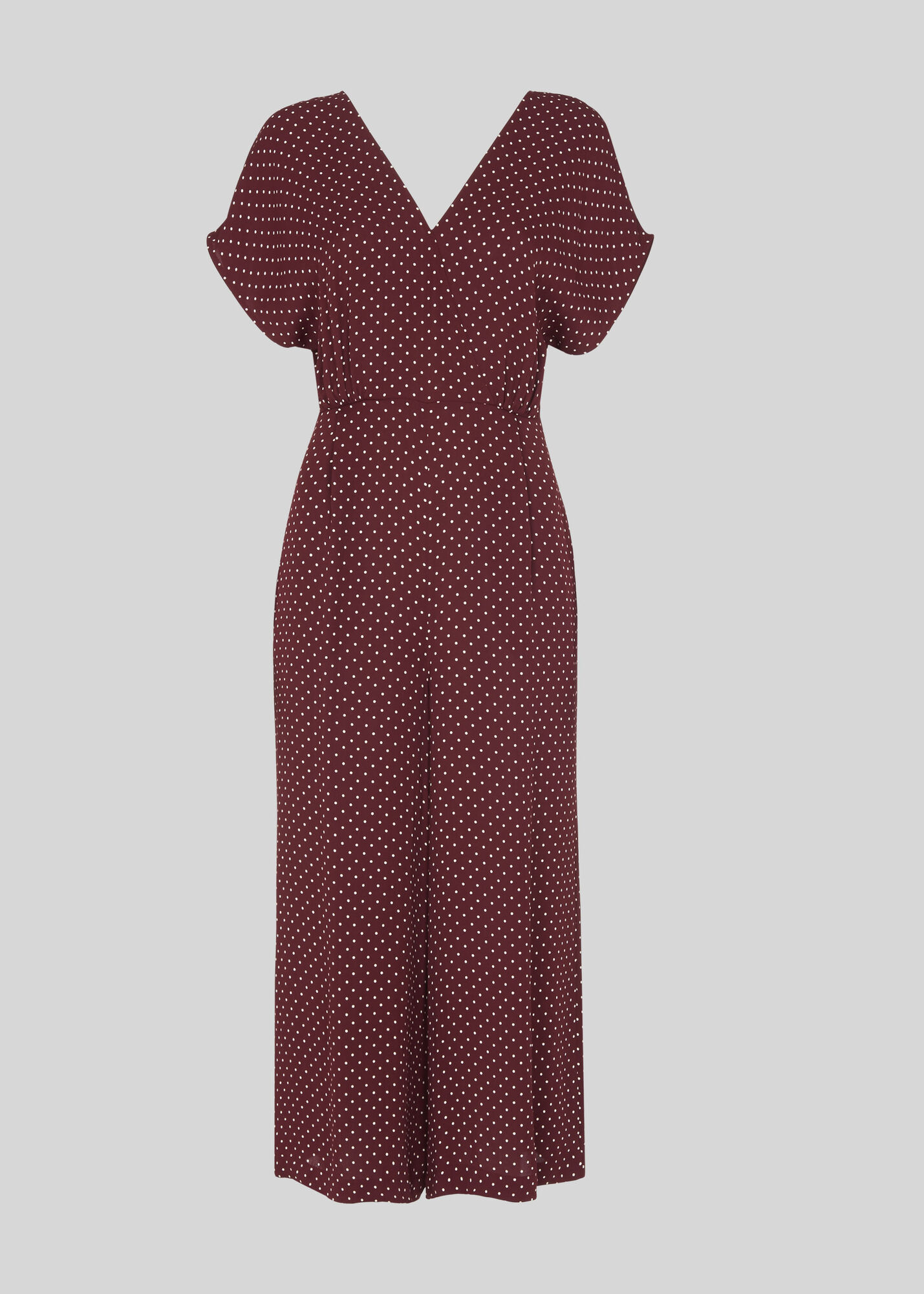 Burgundy Margot Spot Wrap Back Jumpsuit WHISTLES