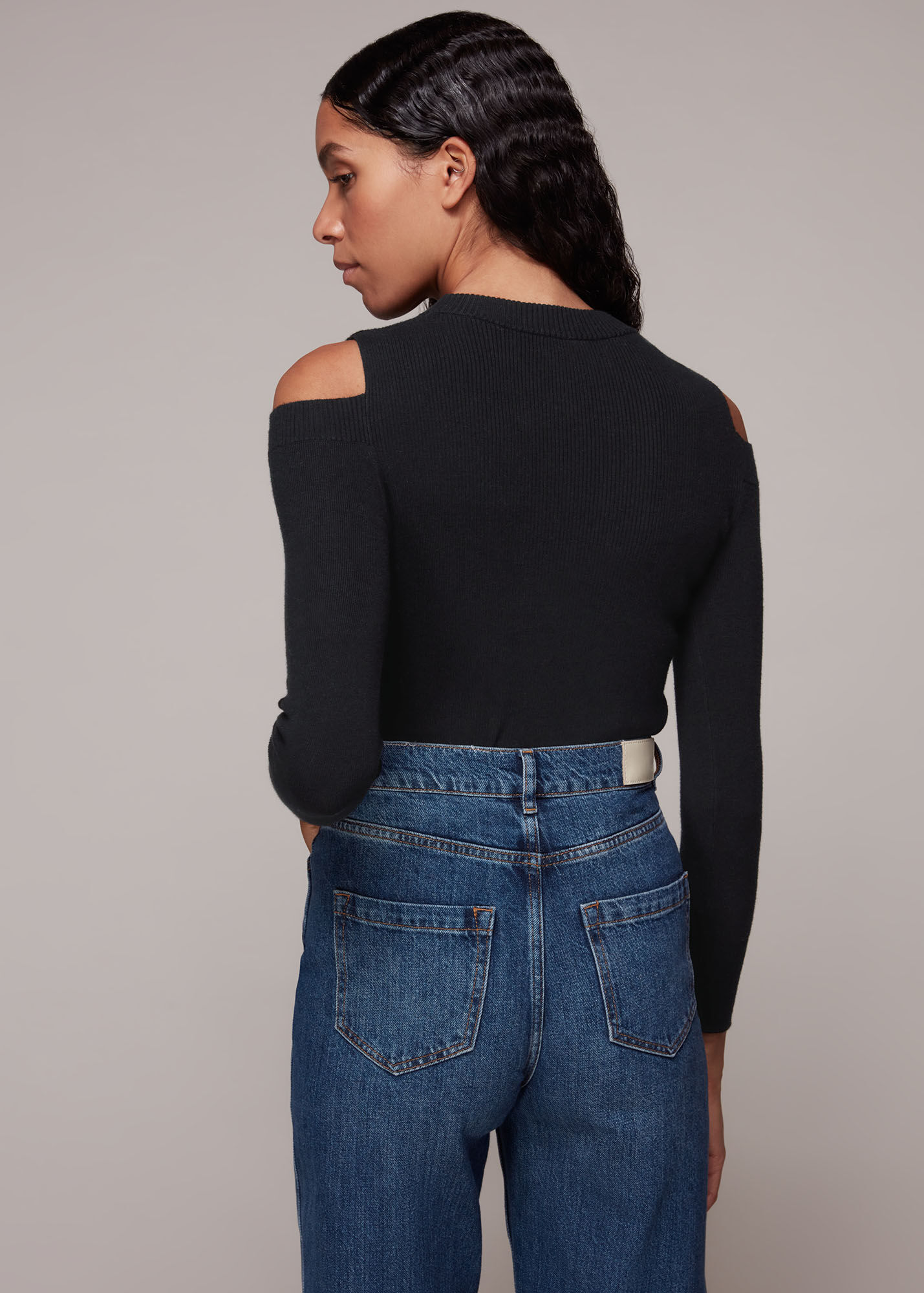 Black Cold Shoulder Knit WHISTLES