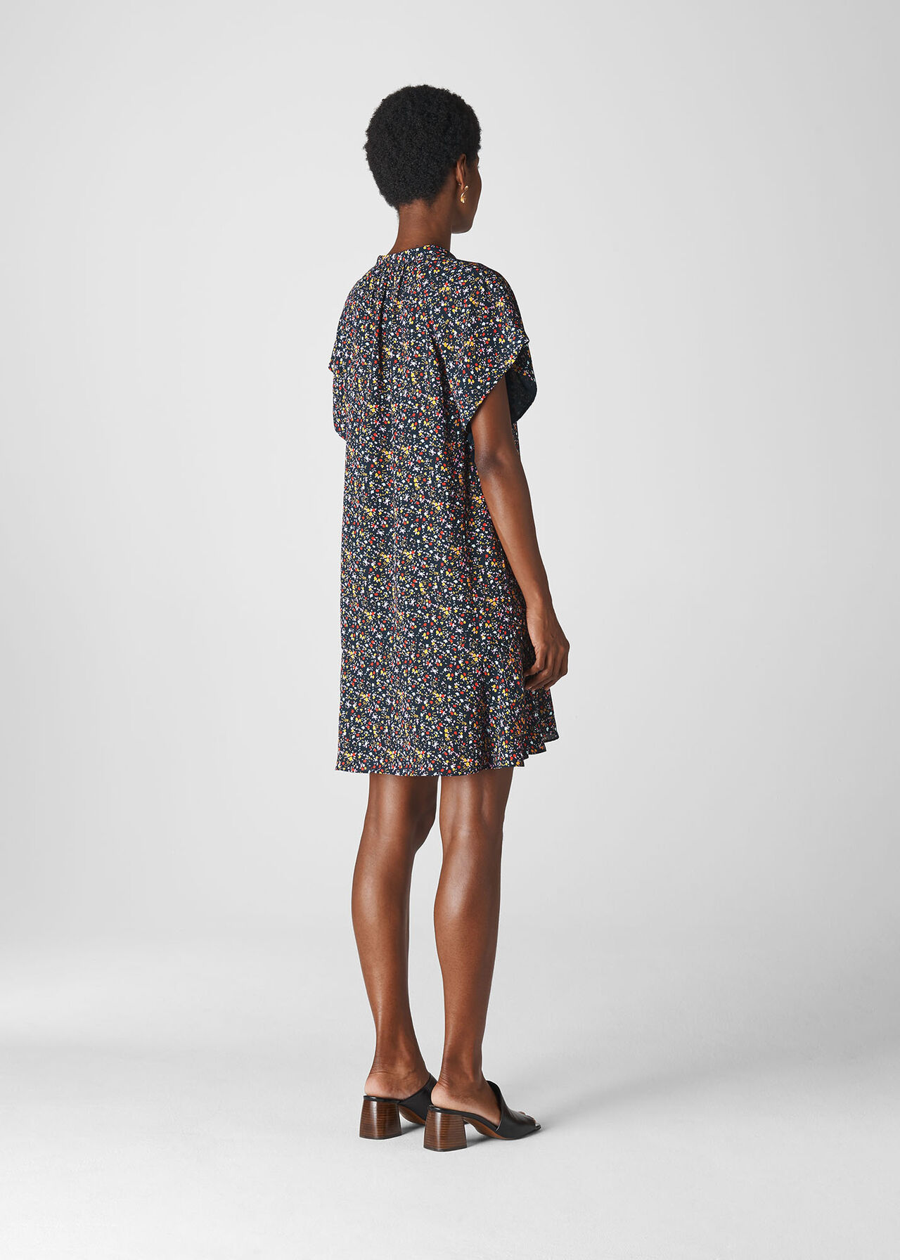 Navy/Multi Ditsy Blossom Shirt Dress WHISTLES Whistles UK