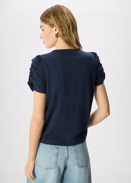 Round Neck Gathered Sleeve Tee