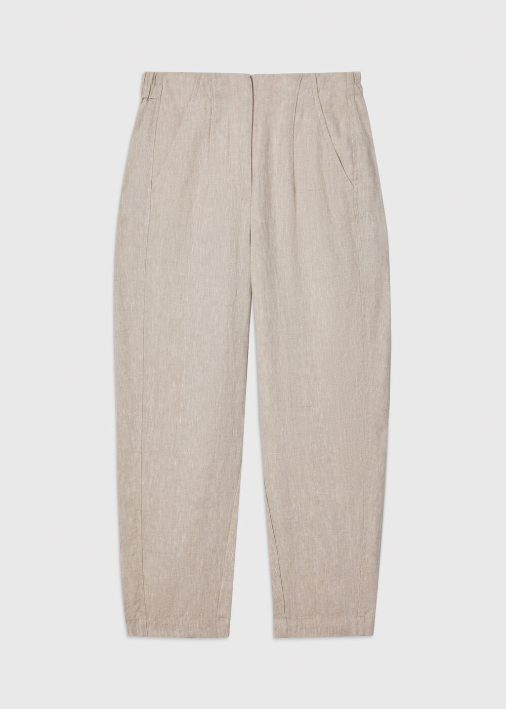 Petite Linen Barrel Leg Trouser