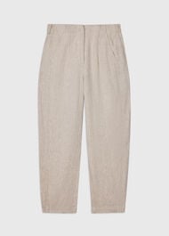 Petite Linen Barrel Leg Trouser