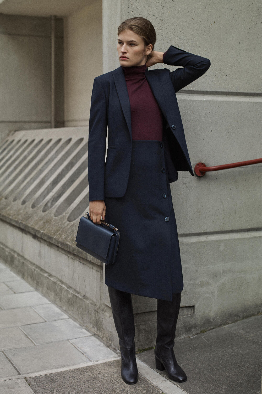 Anita Tailored Pencil Skirt Navy