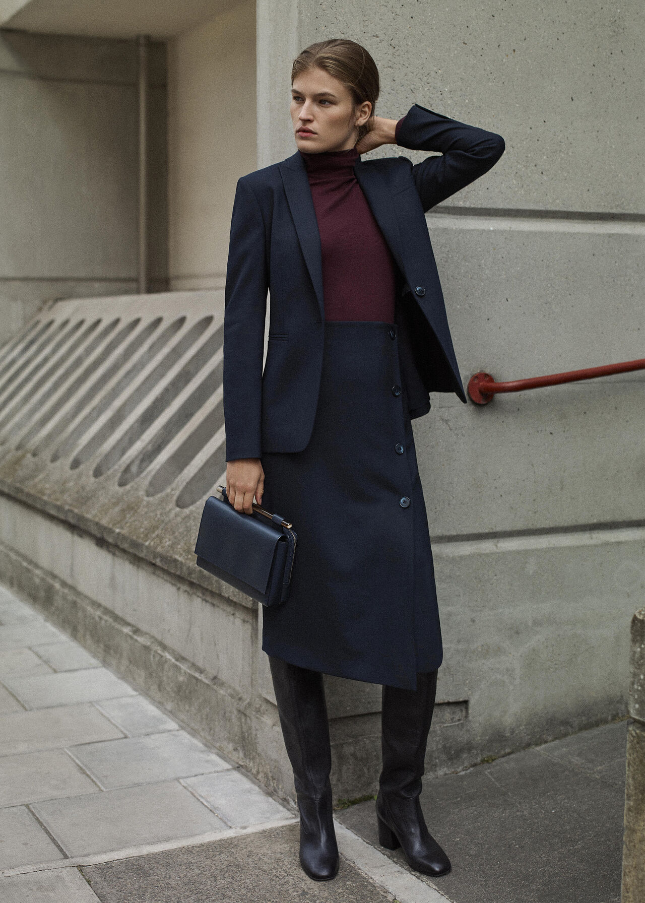 Anita Tailored Pencil Skirt Navy