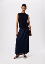 Plisse Column Midi Skirt