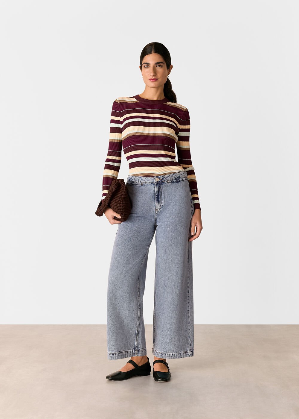 Multi Stripe Crew Neck Knit