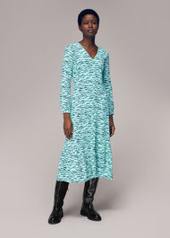 Inez Abstract Tiger Midi Dress