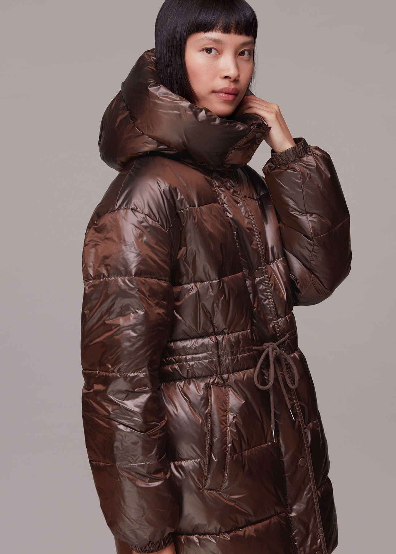 Brown Tilly Waist Detail Puffer | WHISTLES