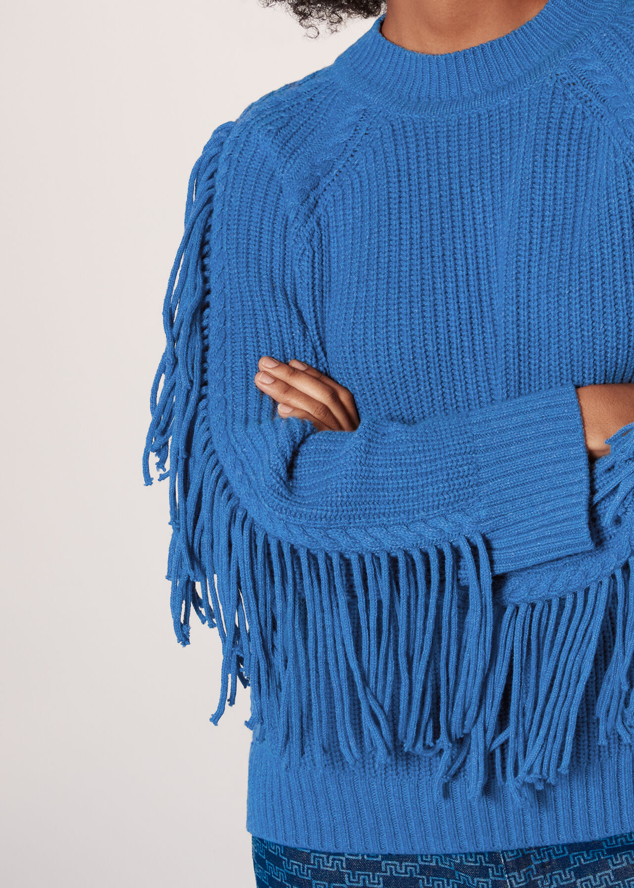Fringe Sleeve Cable Sweater