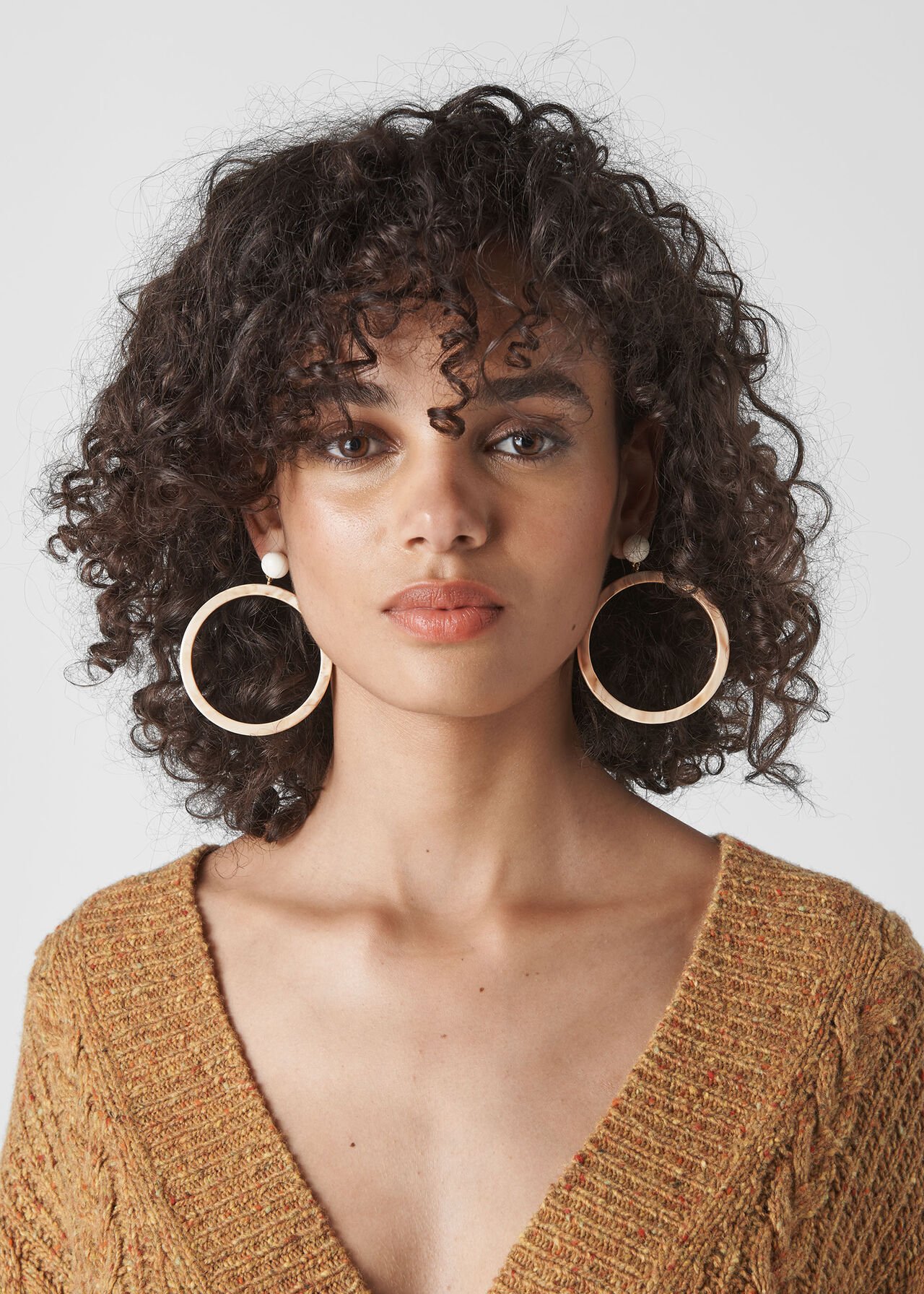 Beige Large Ring Resin Earrings | WHISTLES