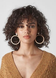 Large Ring Resin Earrings Beige