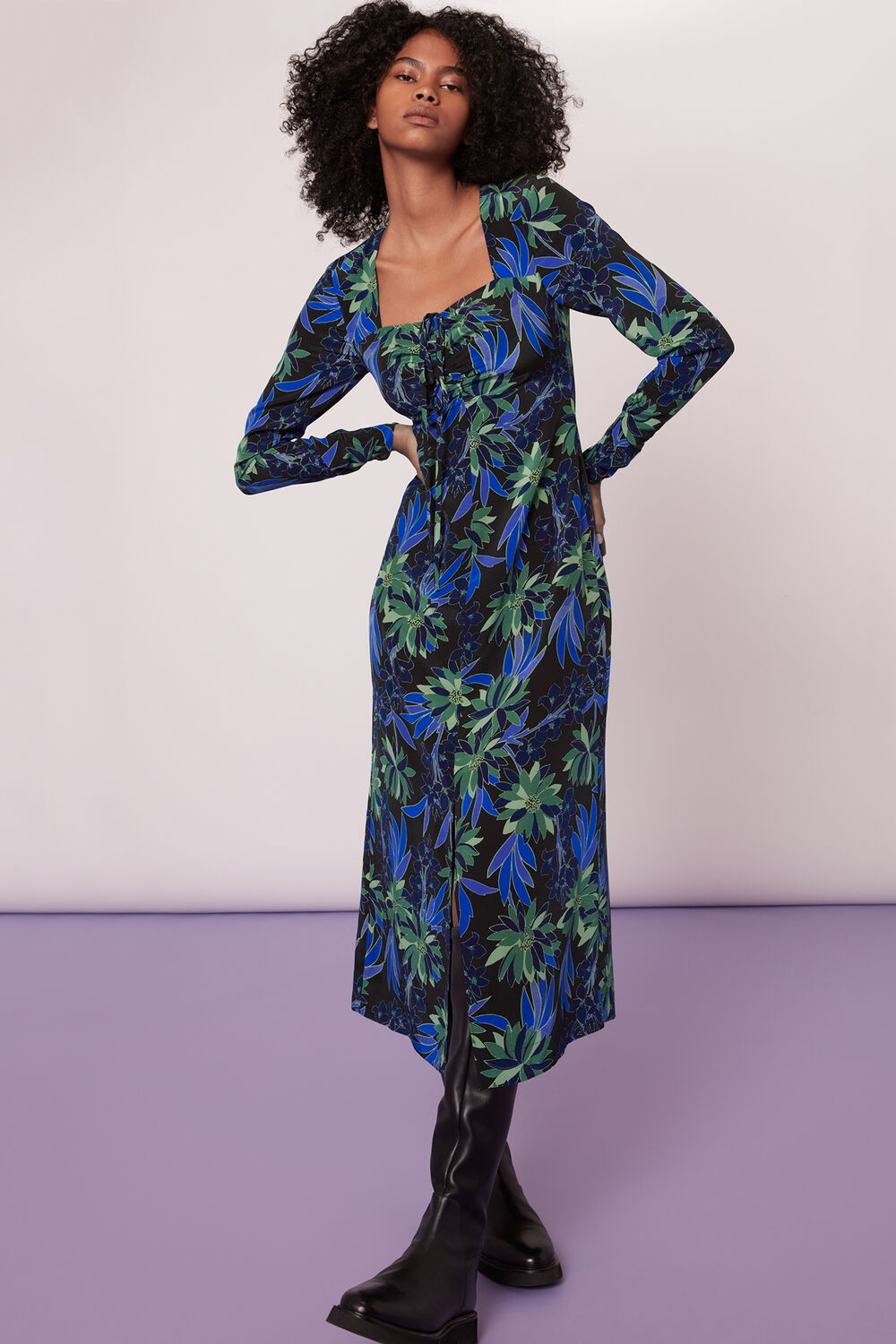 Scaling Blossom Silk Dress