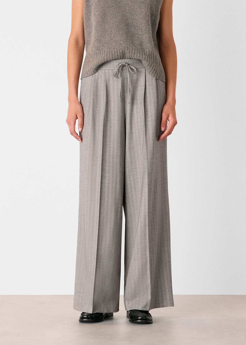 Herringbone Wide Leg Trouser