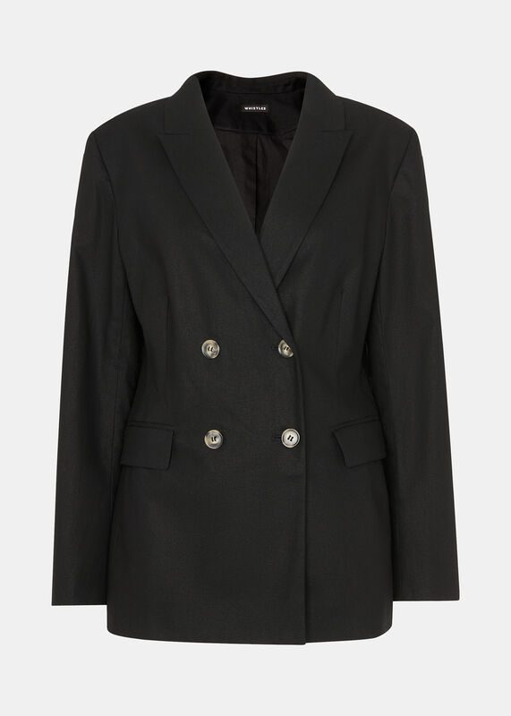 Black Lindsey Linen Blend Blazer