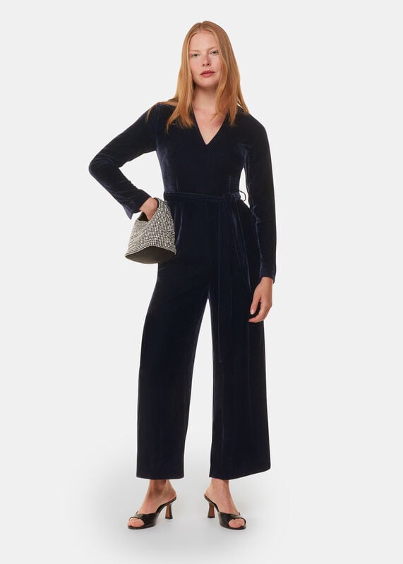 Navy Elora Velvet Jumpsuit