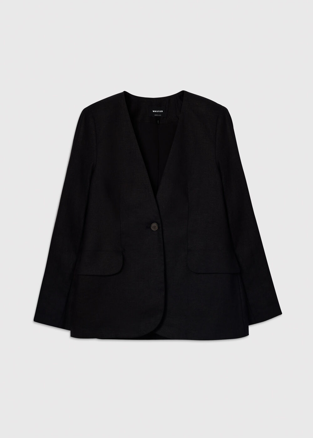 Collarless Linen Blazer