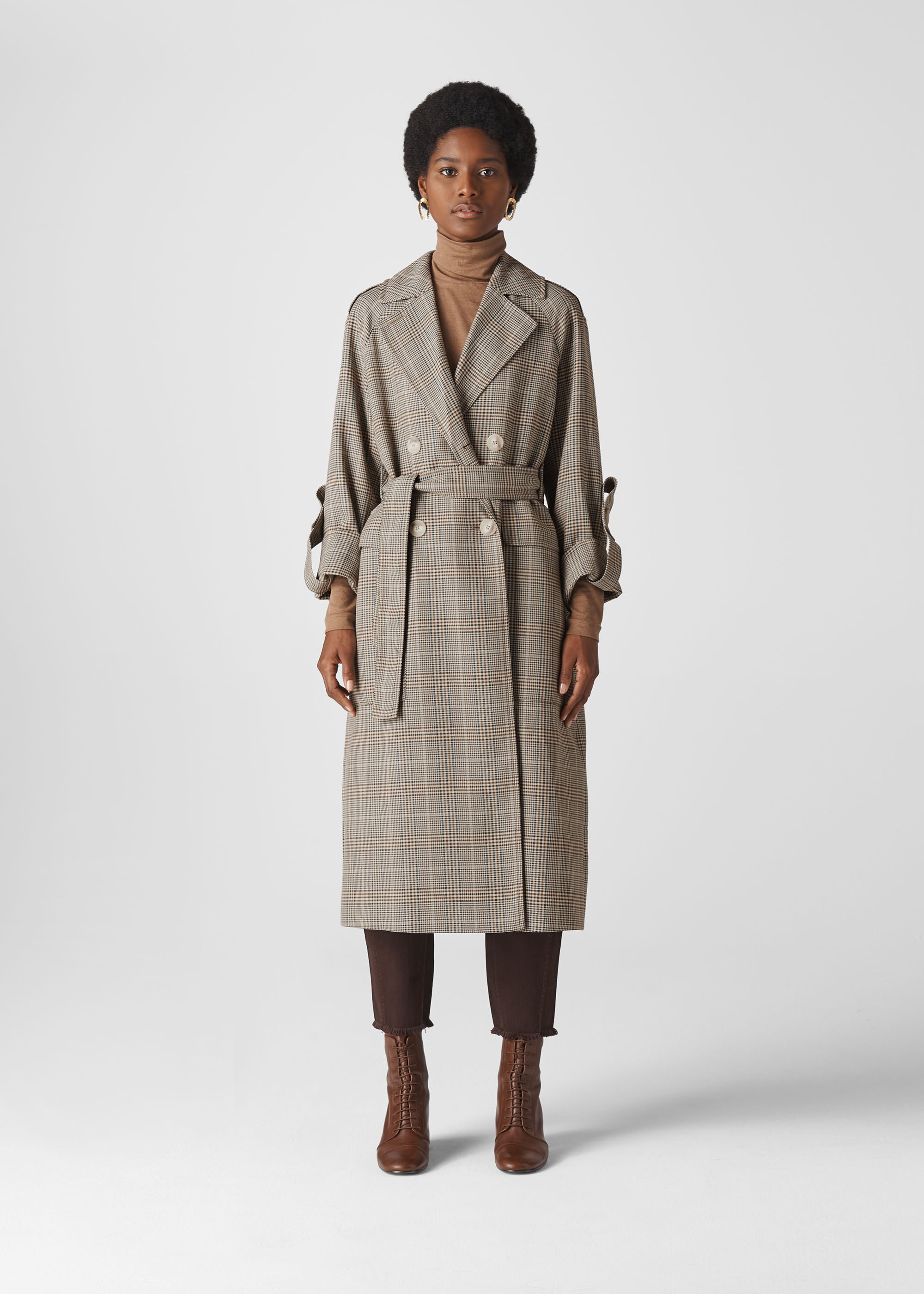 Check Trench Coat