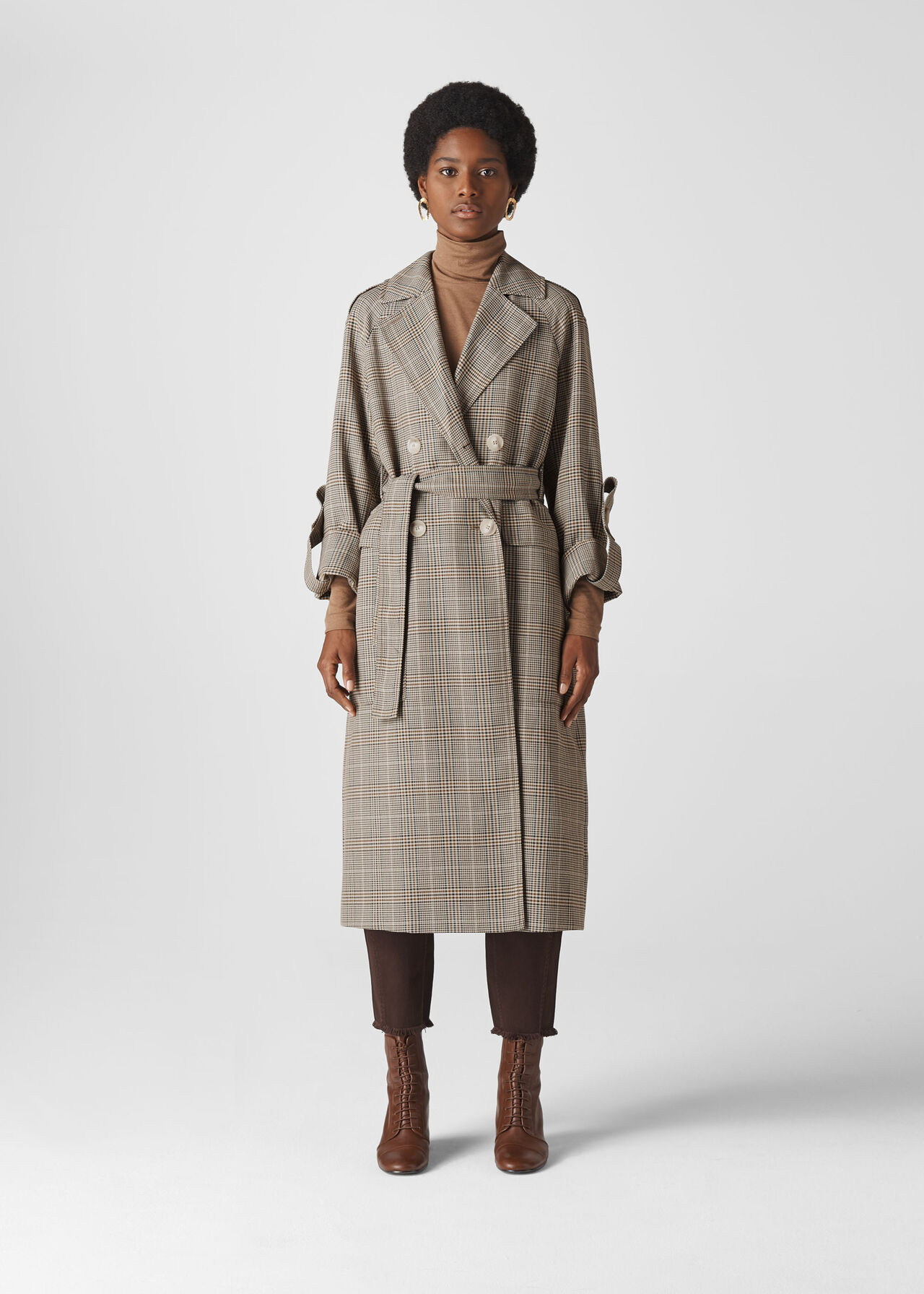 Check Trench Coat Multicolour