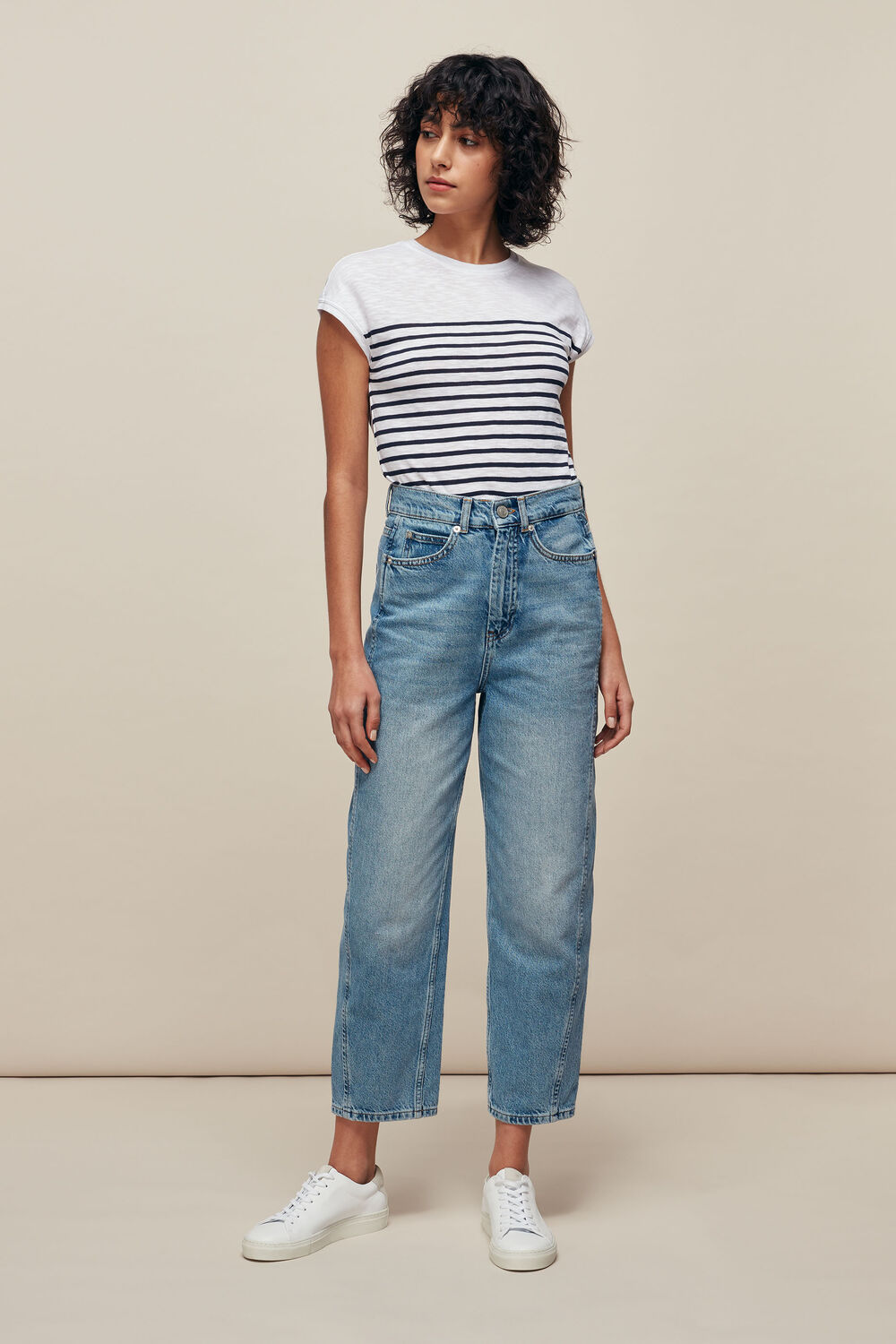 Minimal Cap Sleeve Stripe Tee