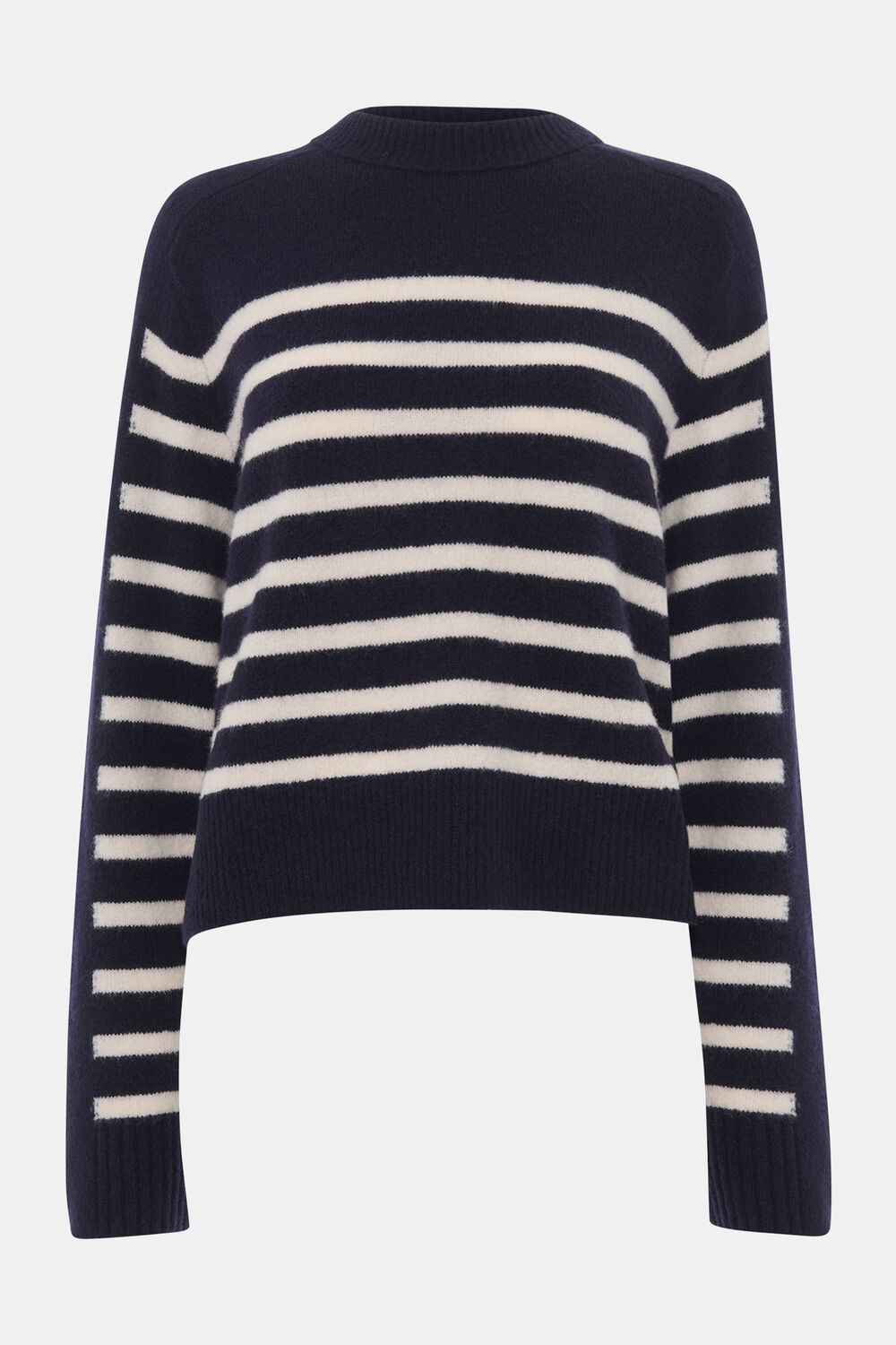 Navy Wool Mix Contrast Stripe Knit