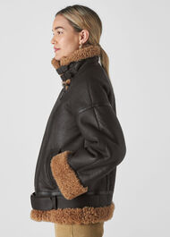 Shearling Brooke Biker Jacket Black