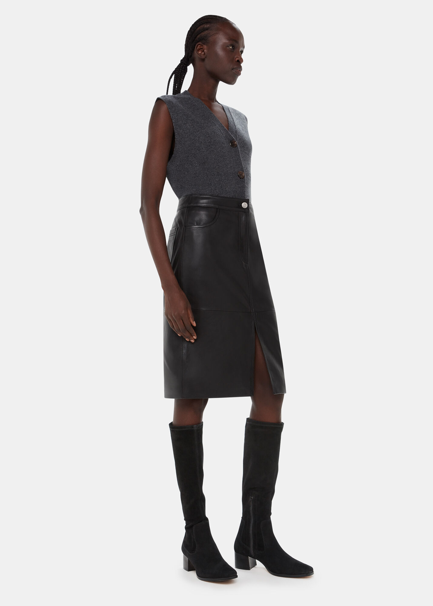 Black Blaire Stretch Knee High Boot WHISTLES