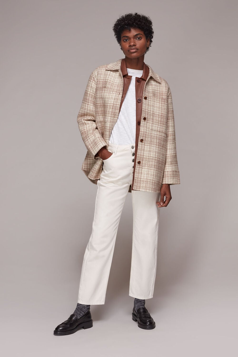 Grey Classic Wool Checked Overshirt
