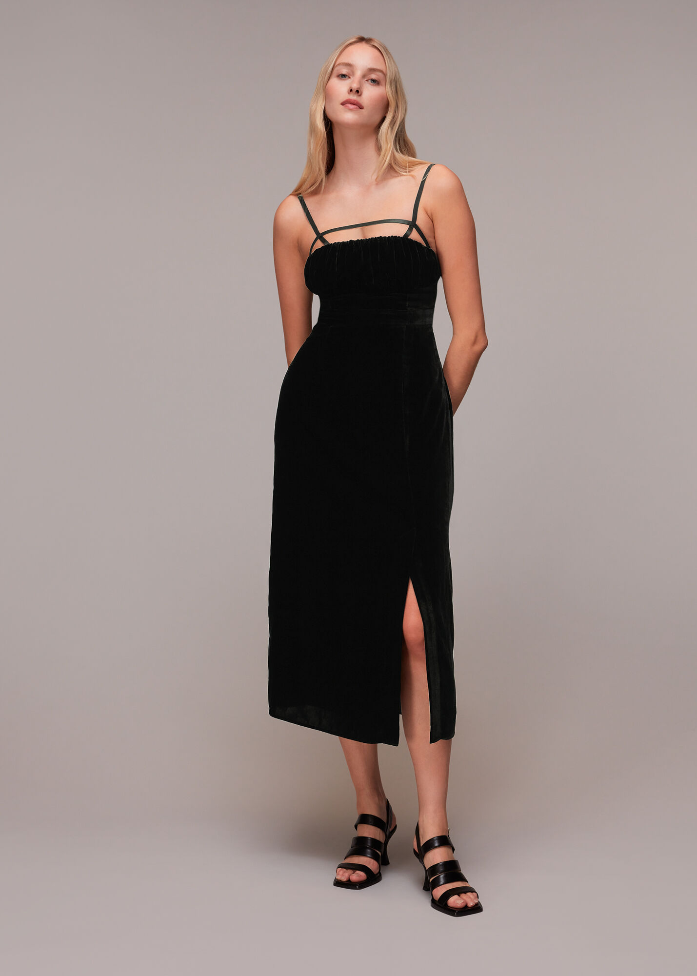 Velvet slip discount dress midi
