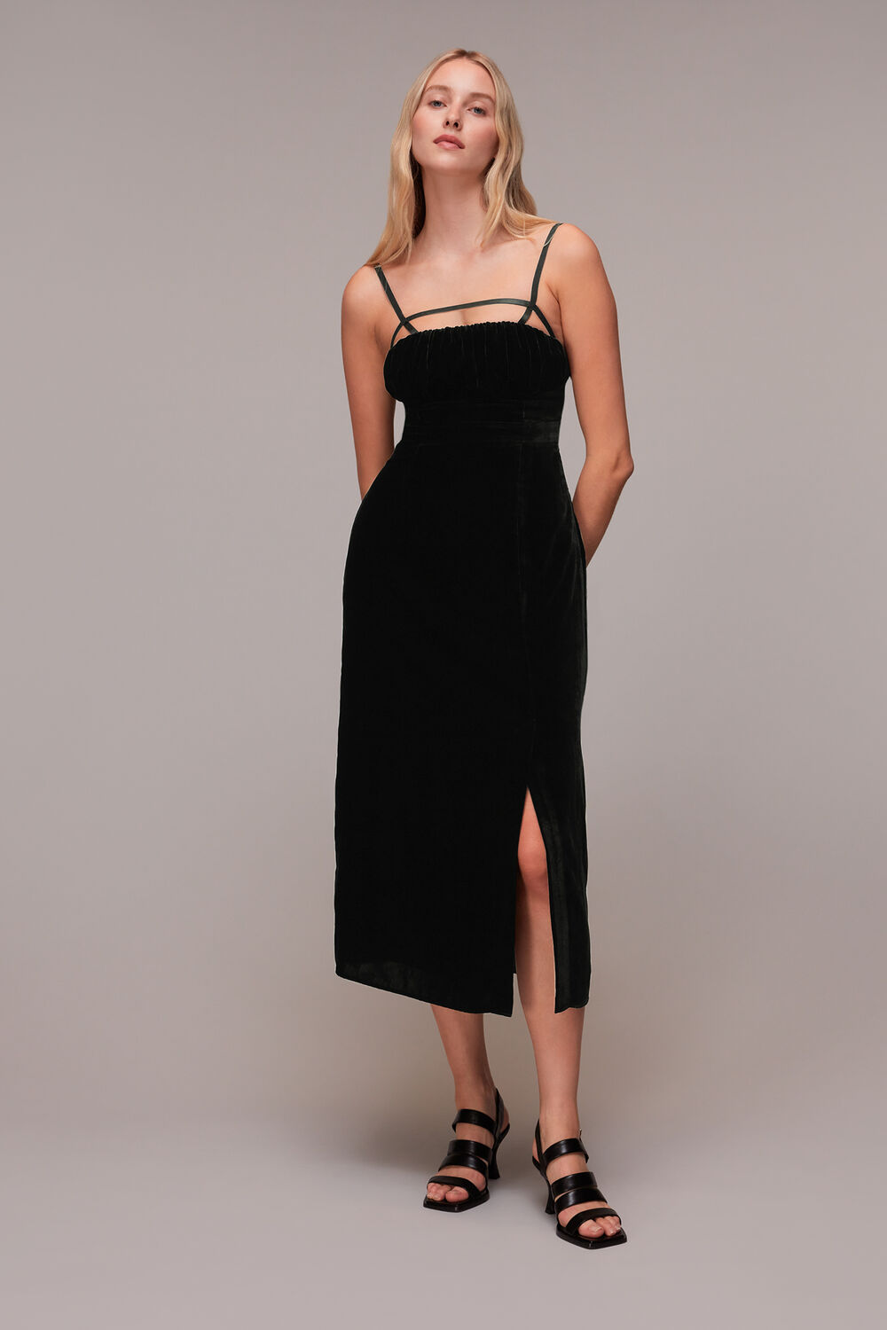 Black Cut Out Velvet Slip Dress