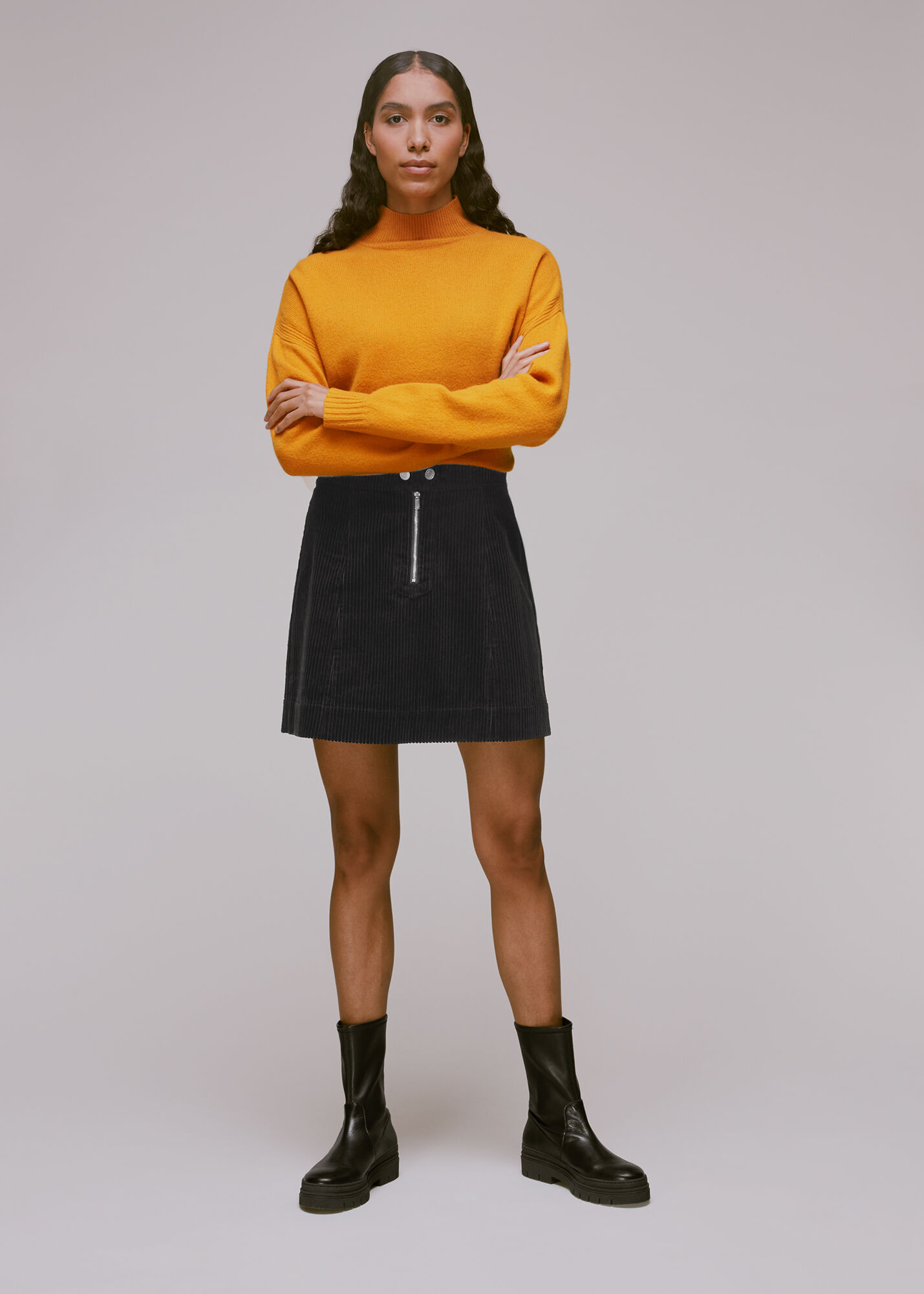 Black corduroy skirt yellow outlet