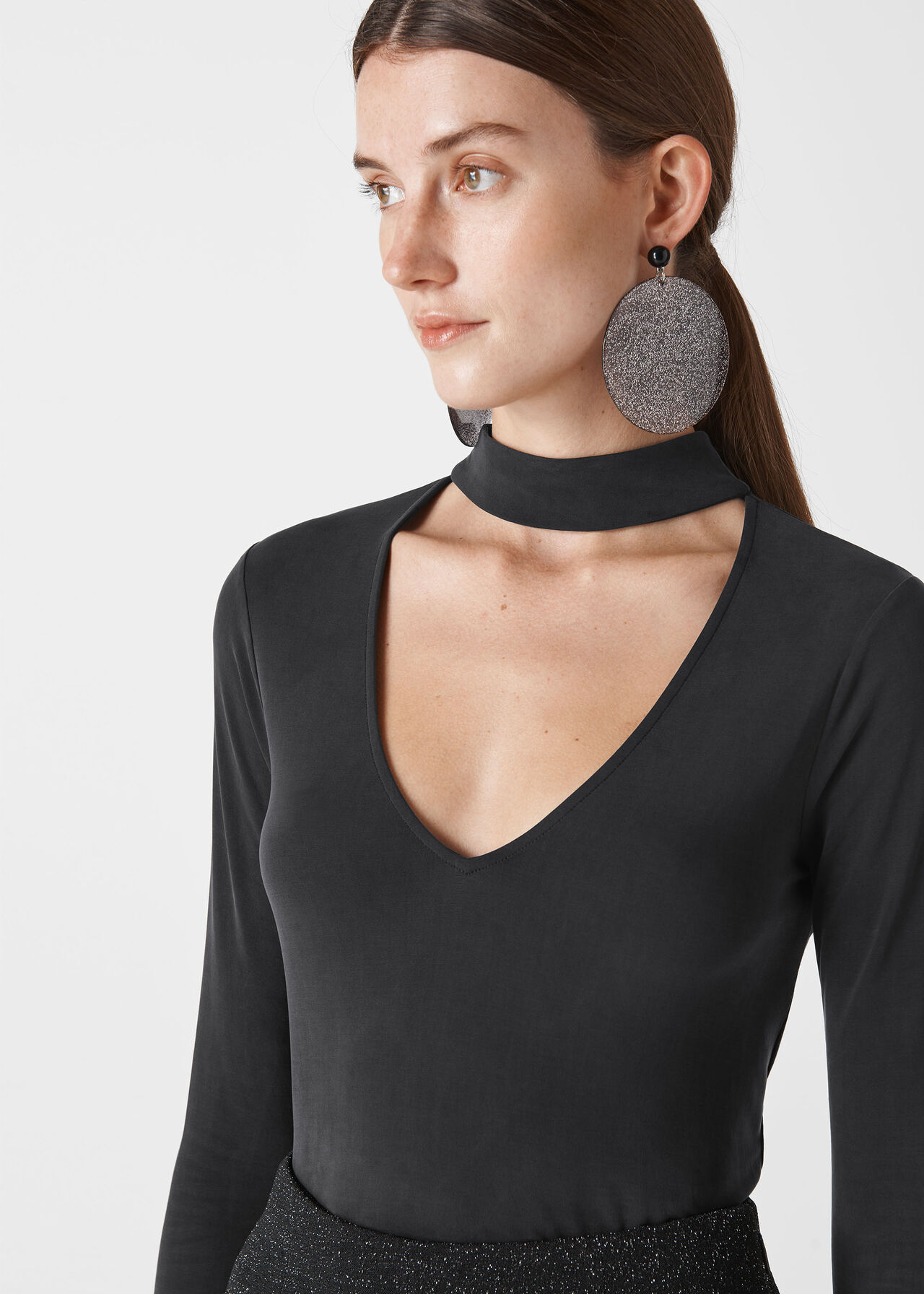 Choker Neck Cupro Tee Black