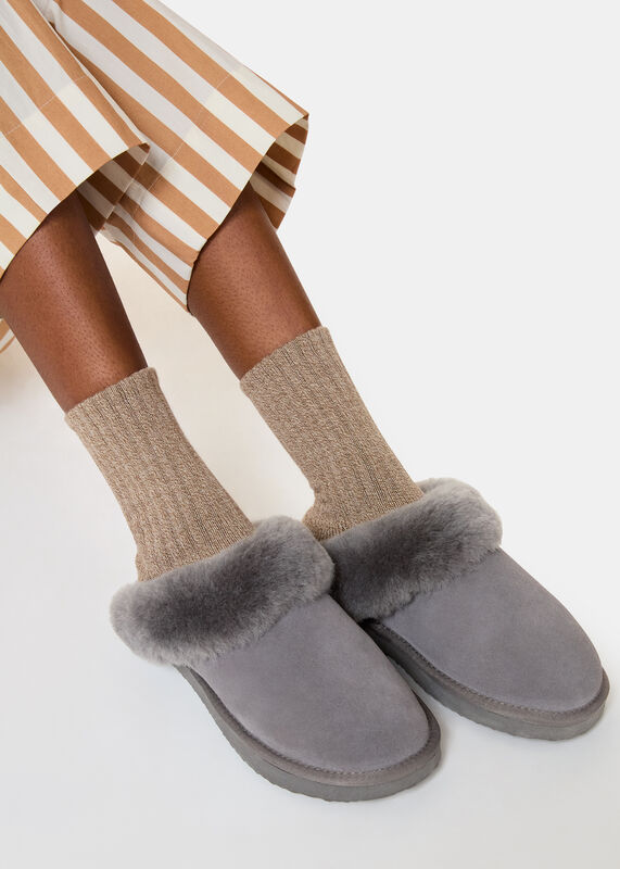 Grey Emilia Cuff Slipper