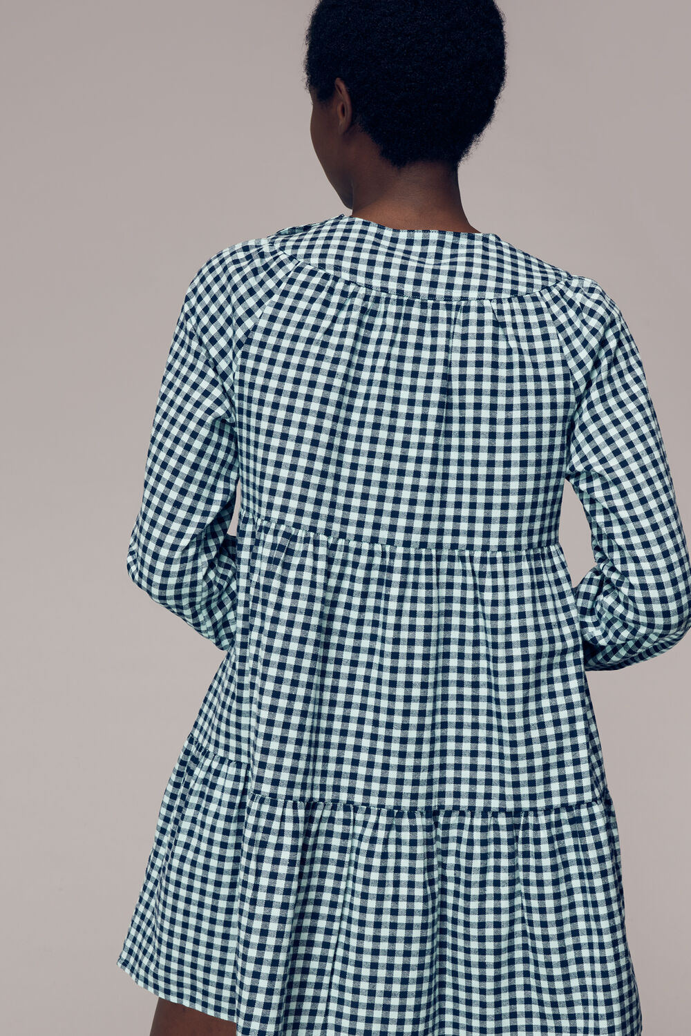 Gingham Tiered Trapeze Dress