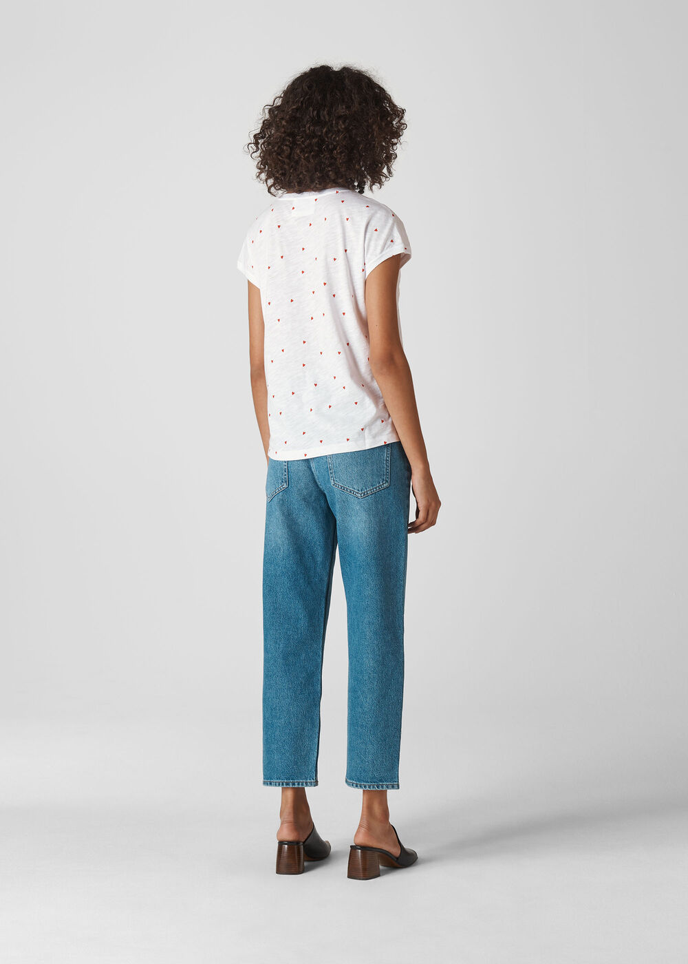 Scattered Heart Print Minimal White/Multi