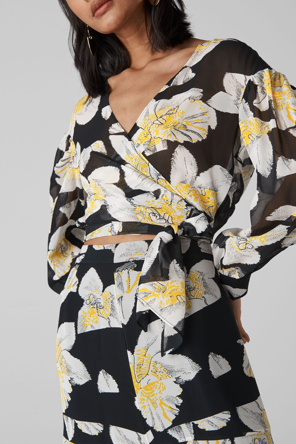 Rika Floral Silk Wrap Top